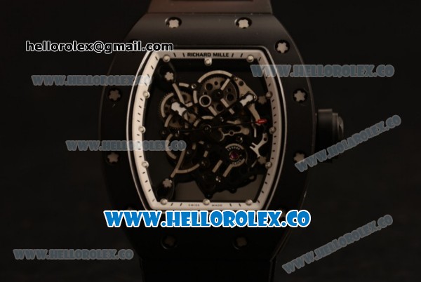 Richard Mille RM 055 Bubba Watson Miyota 9015 Automatic Ceramic Case with Black Dial and Black Rubber Strap - Click Image to Close